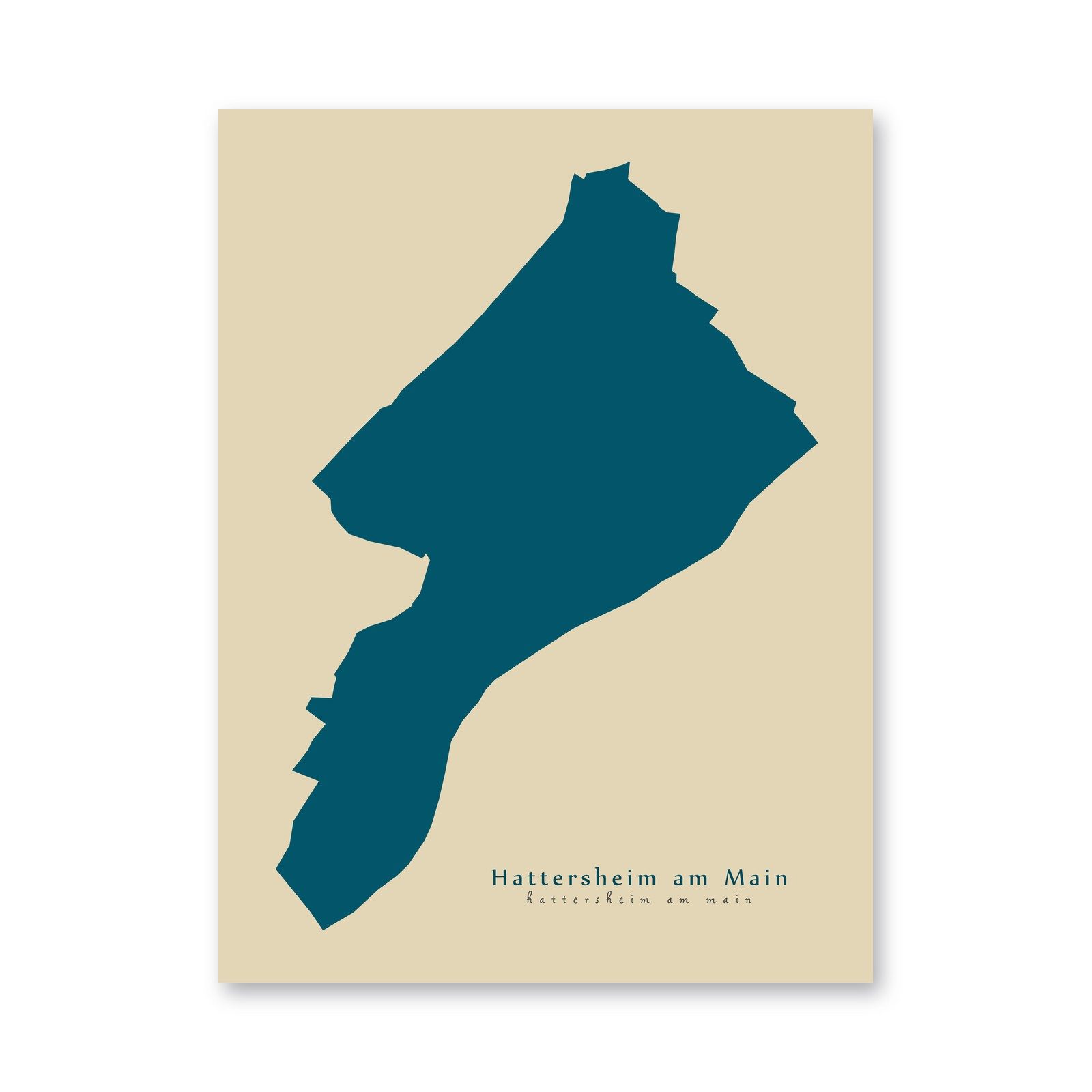 Hattersheim am Main Karte (Hessen) - Moderne Landkarte - Wandbild Kunstdruck Poster Map