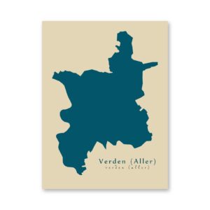 Verden (Aller) Karte (Niedersachsen) - Moderne Landkarte - Wandbild Kunstdruck Poster Map