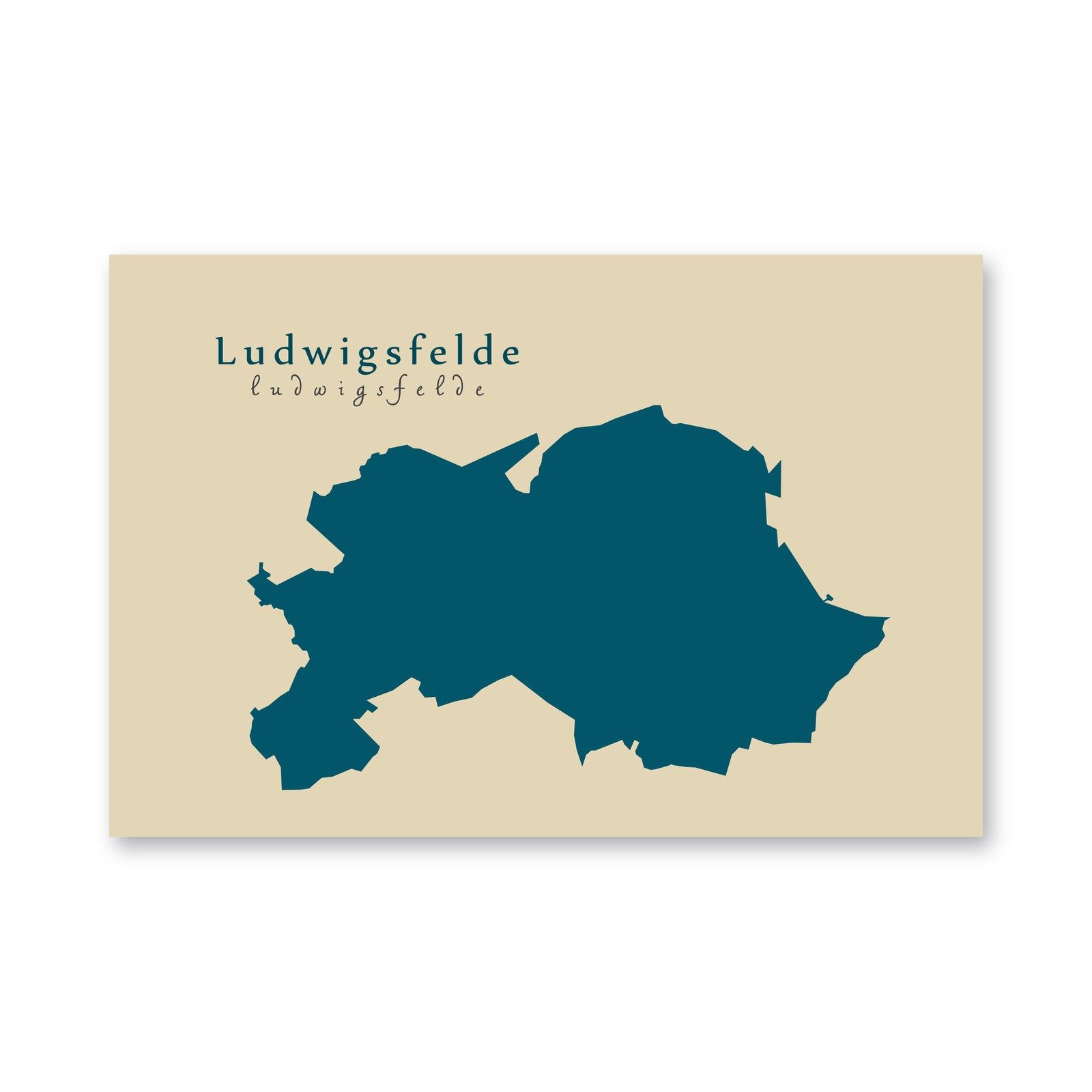Ludwigsfelde Karte (Brandenburg) - Moderne Landkarte - Wandbild Kunstdruck Poster Map