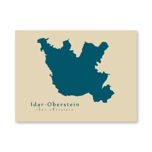 Idar-Oberstein Karte (Rheinland-Pfalz) - Moderne Landkarte - Wandbild Kunstdruck Poster Map