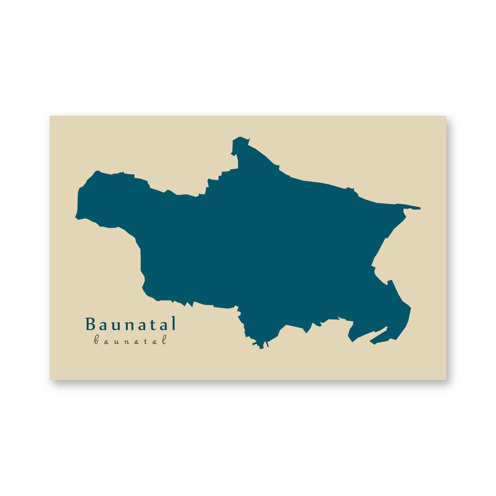 Baunatal Karte (Hessen) - Moderne Landkarte - Wandbild Kunstdruck Poster Map