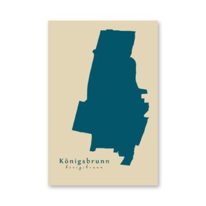 Königsbrunn Karte (Bayern) - Moderne Landkarte - Wandbild Kunstdruck Poster Map