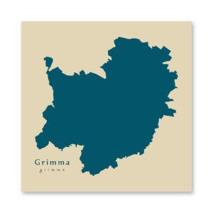 Grimma Karte (Sachsen) - Moderne Landkarte - Wandbild Kunstdruck Poster Map