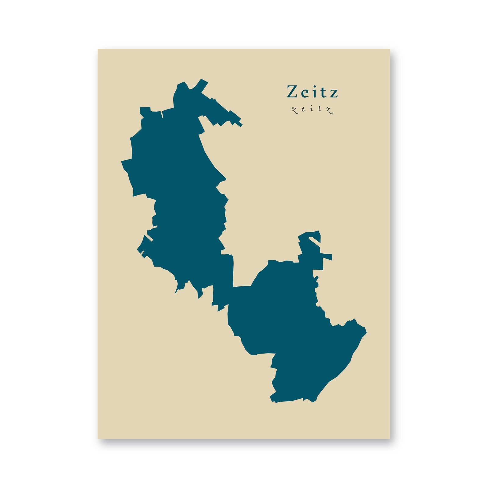 Zeitz Karte (Sachsen-Anhalt) - Moderne Landkarte - Wandbild Kunstdruck Poster Map