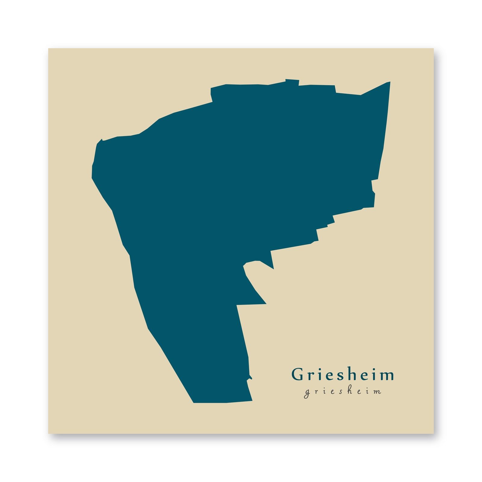 Griesheim Karte (Hessen) - Moderne Landkarte - Wandbild Kunstdruck Poster Map