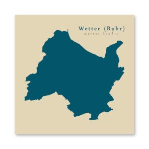 Wetter (Ruhr) Karte (Nordrhein-Westfalen) - Moderne Landkarte - Wandbild Kunstdruck Poster Map
