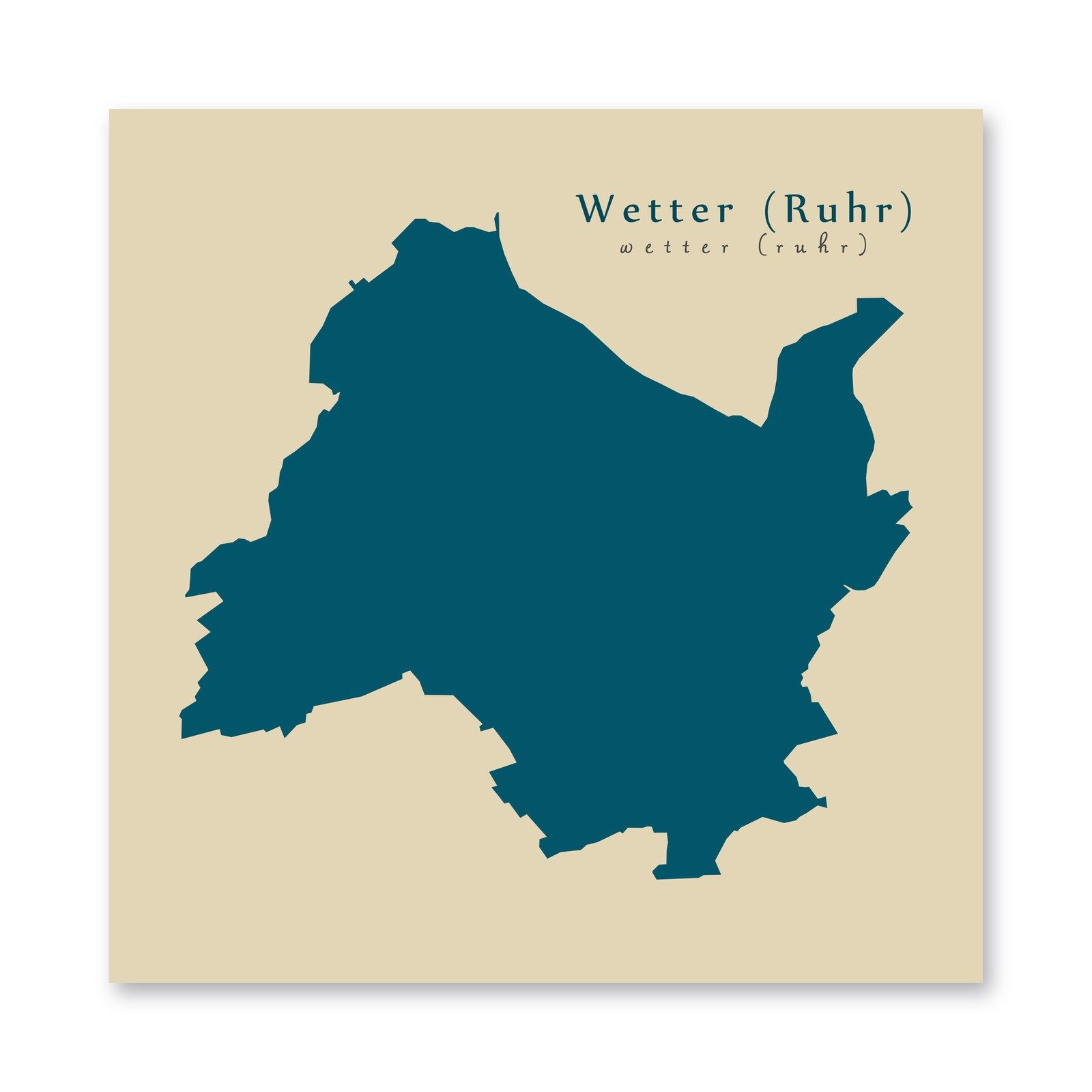 Wetter (Ruhr) Karte (Nordrhein-Westfalen) - Moderne Landkarte - Wandbild Kunstdruck Poster Map