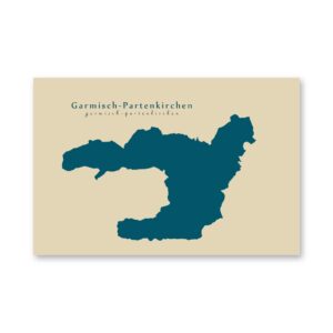 Garmisch-Partenkirchen Karte (Bayern) - Moderne Landkarte - Wandbild Kunstdruck Poster Map