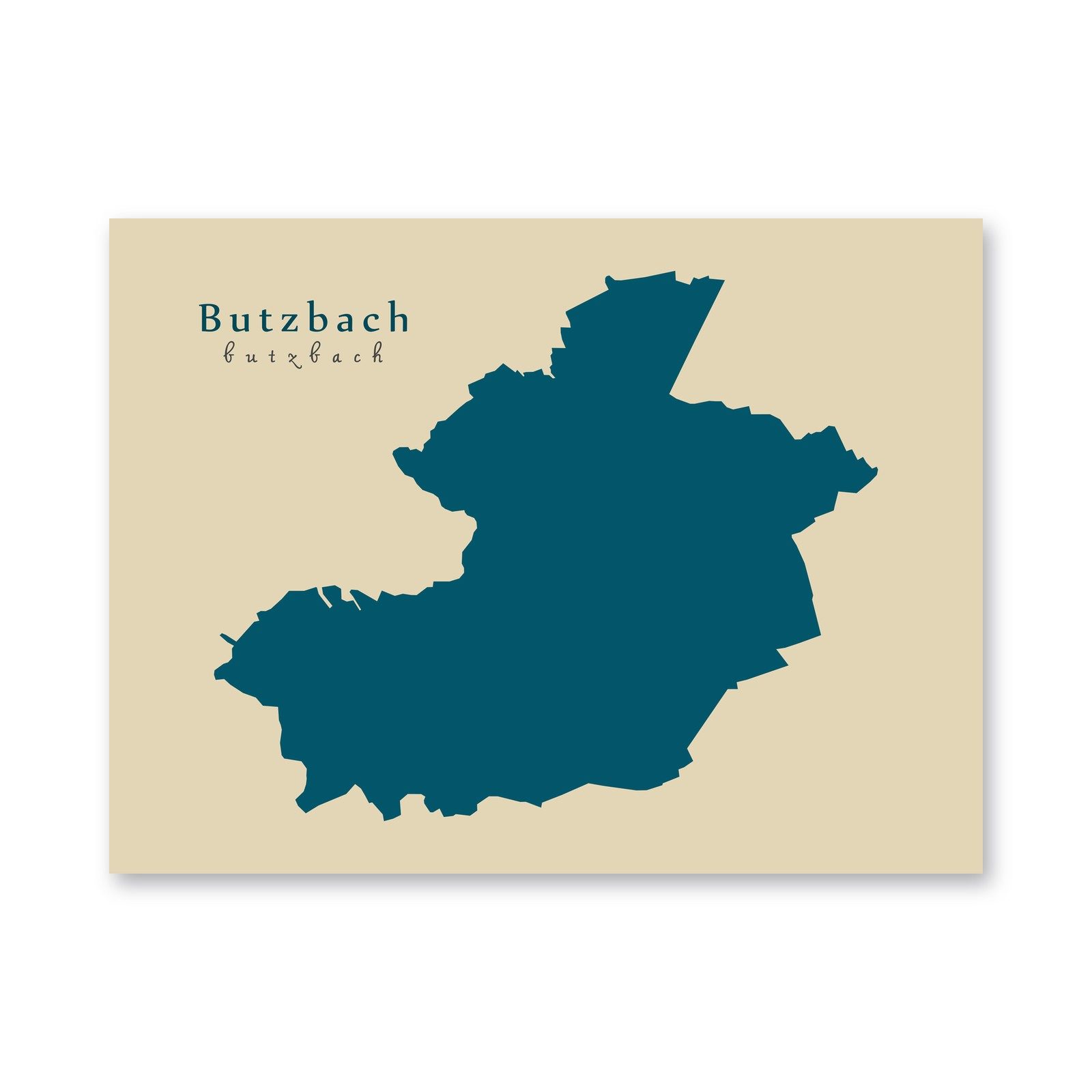 Butzbach Karte (Hessen) - Moderne Landkarte - Wandbild Kunstdruck Poster Map