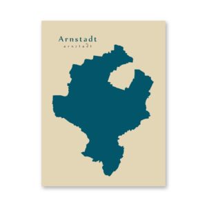Arnstadt Karte (Thüringen) - Moderne Landkarte - Wandbild Kunstdruck Poster Map