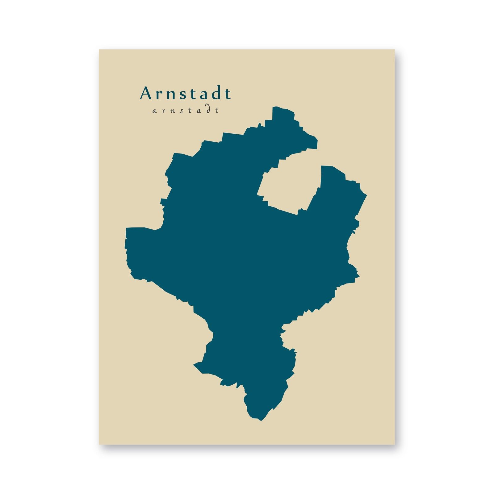 Arnstadt Karte (Thüringen) - Moderne Landkarte - Wandbild Kunstdruck Poster Map
