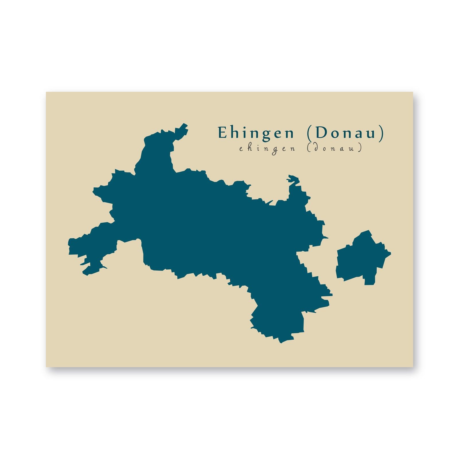 Ehingen (Donau) Karte (Baden-Württemberg) - Moderne Landkarte - Wandbild Kunstdruck Poster Map