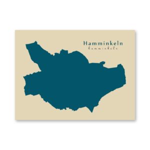 Hamminkeln Karte (Nordrhein-Westfalen) - Moderne Landkarte - Wandbild Kunstdruck Poster Map