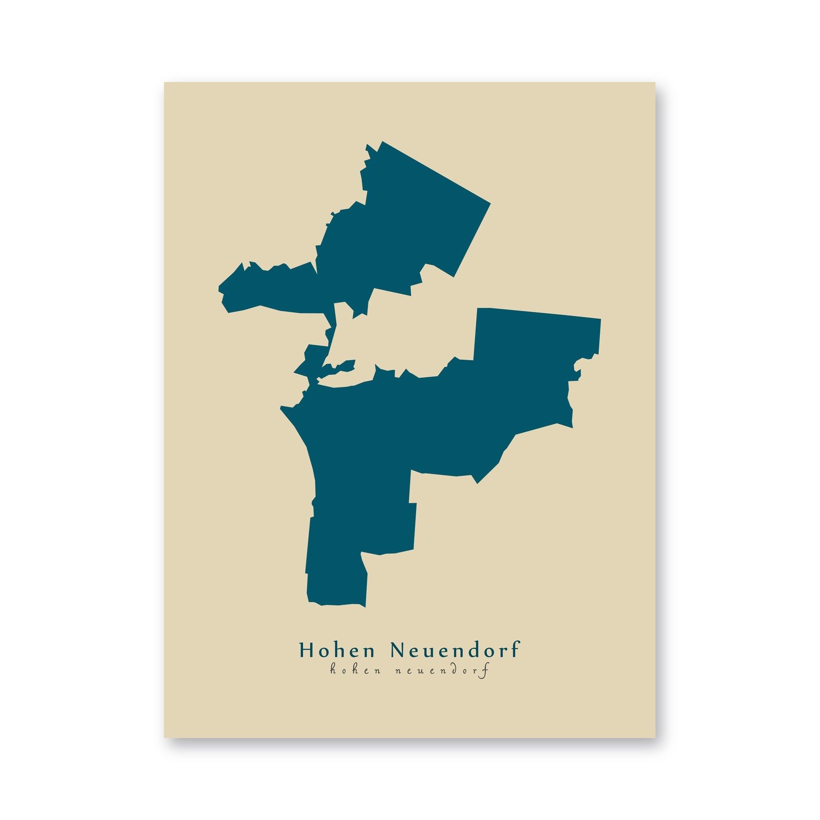 Hohen Neuendorf Karte (Brandenburg) - Moderne Landkarte - Wandbild Kunstdruck Poster Map