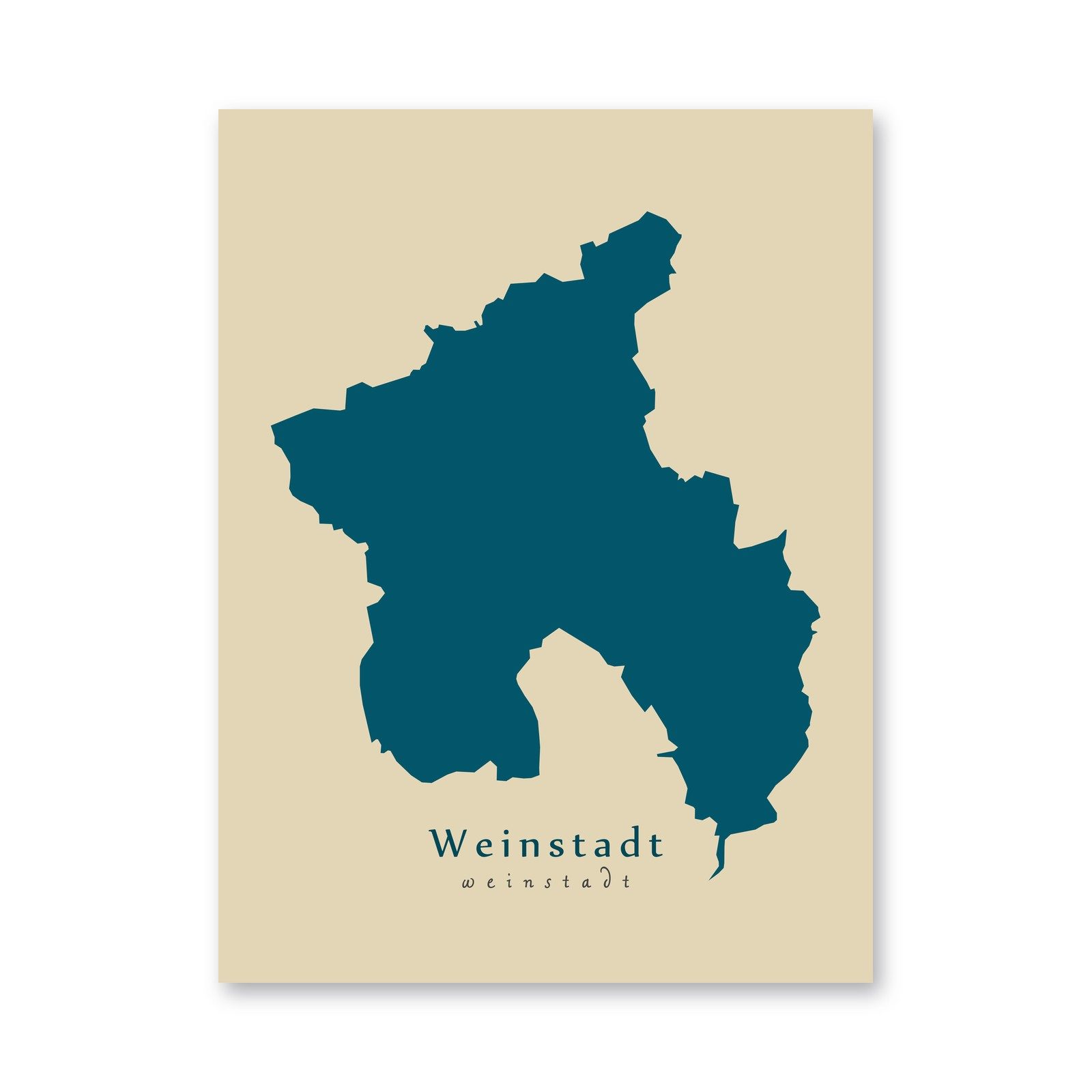 Weinstadt Karte (Baden-Württemberg) - Moderne Landkarte - Wandbild Kunstdruck Poster Map