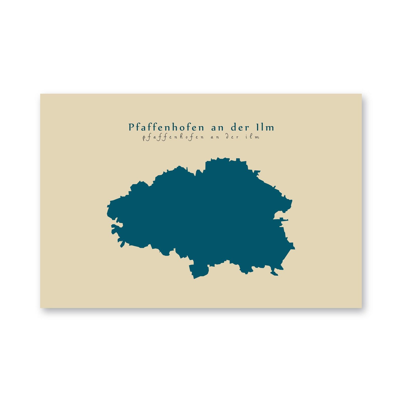 Pfaffenhofen an der Ilm Karte (Bayern) - Moderne Landkarte - Wandbild Kunstdruck Poster Map