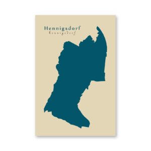 Hennigsdorf Karte (Brandenburg) - Moderne Landkarte - Wandbild Kunstdruck Poster Map