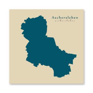 Aschersleben Karte (Sachsen-Anhalt) - Moderne Landkarte - Wandbild Kunstdruck Poster Map