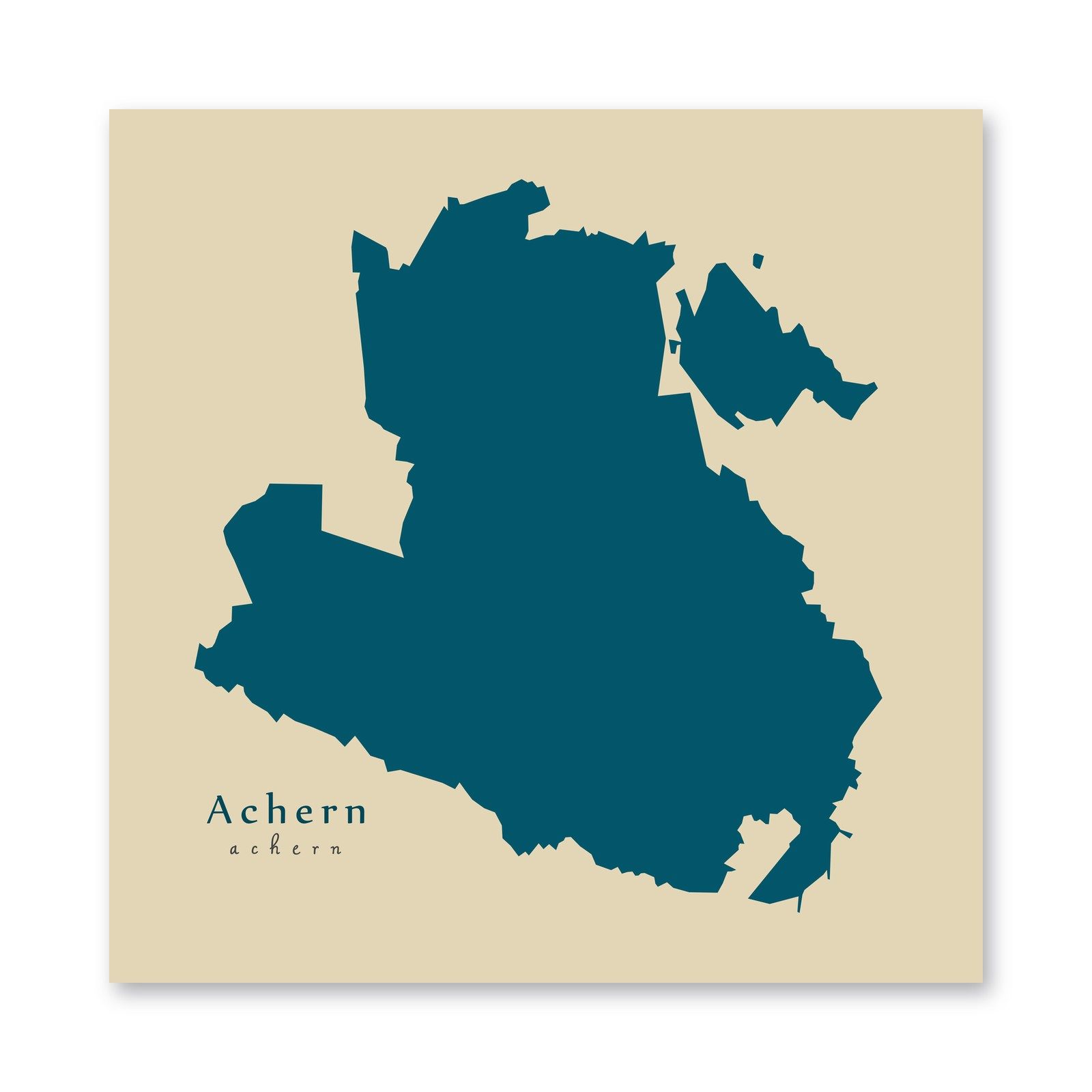 Achern Karte (Baden-Württemberg) - Moderne Landkarte - Wandbild Kunstdruck Poster Map