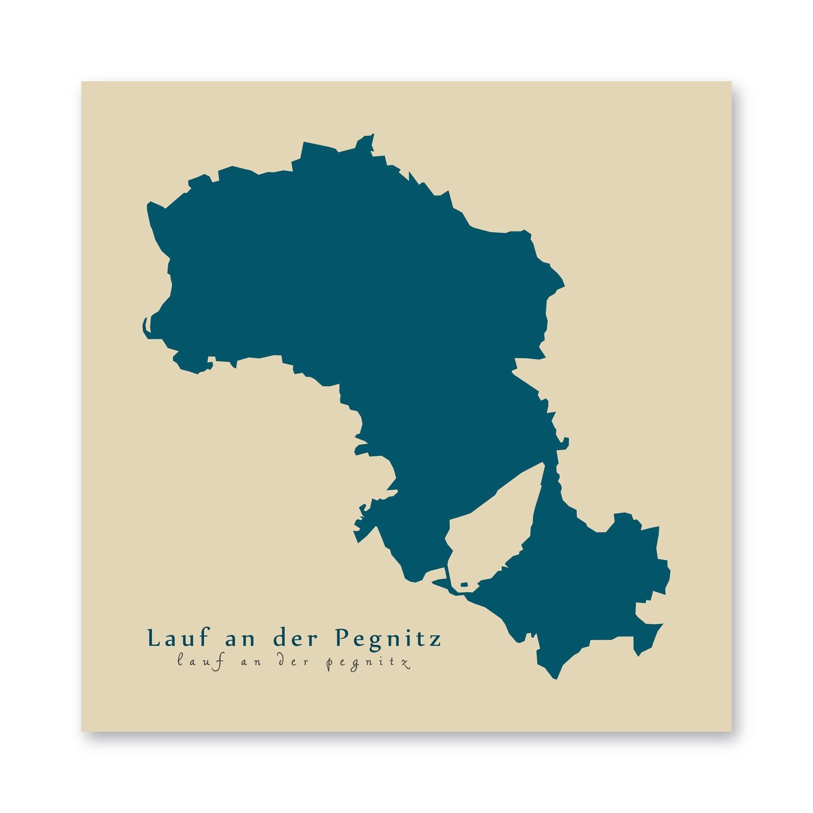 Lauf an der Pegnitz Karte (Bayern) - Moderne Landkarte - Wandbild Kunstdruck Poster Map