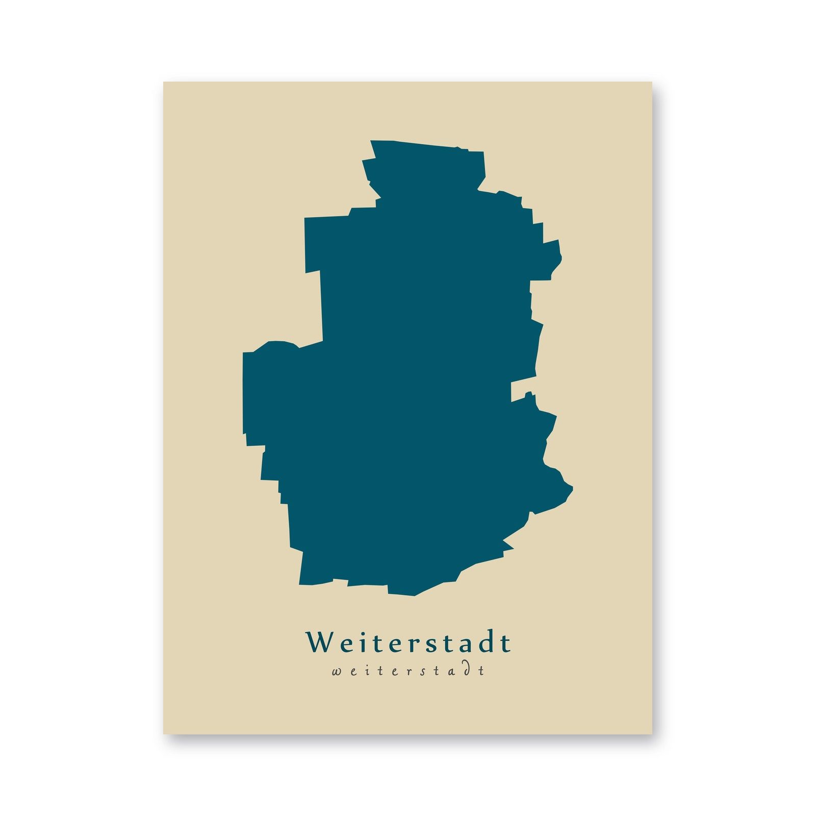 Weiterstadt Karte (Hessen) - Moderne Landkarte - Wandbild Kunstdruck Poster Map