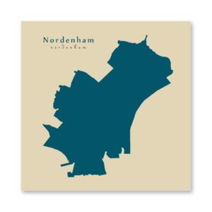 Nordenham Karte (Niedersachsen) - Moderne Landkarte - Wandbild Kunstdruck Poster Map