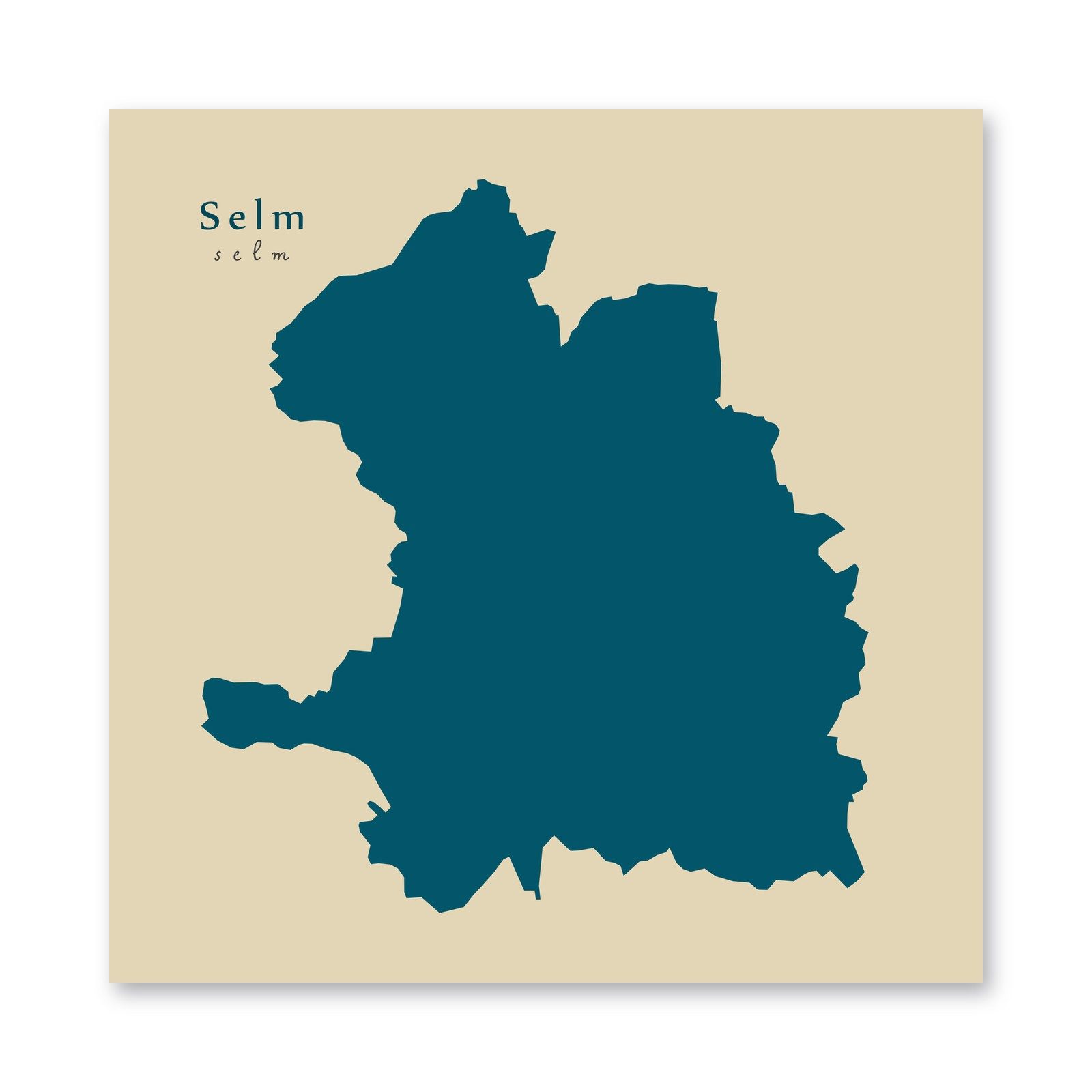 Selm Karte (Nordrhein-Westfalen) - Moderne Landkarte - Wandbild Kunstdruck Poster Map