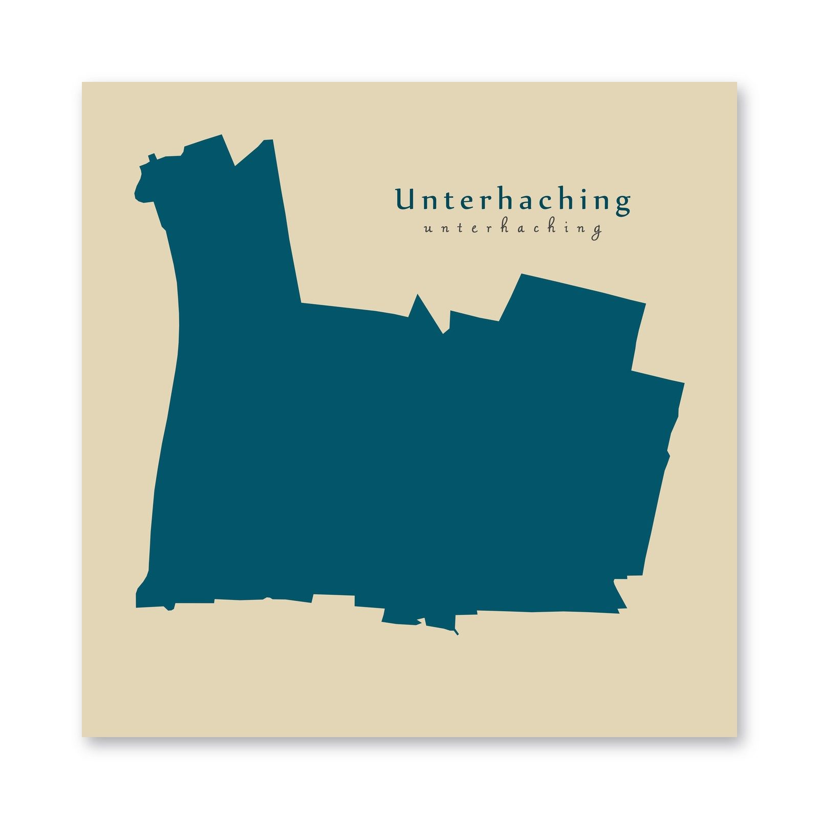 Unterhaching Karte (Bayern) - Moderne Landkarte - Wandbild Kunstdruck Poster Map