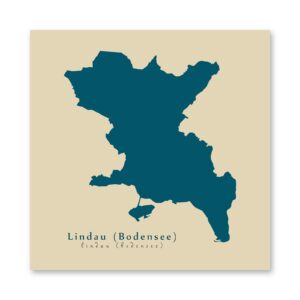 Lindau (Bodensee) Karte (Bayern) - Moderne Landkarte - Wandbild Kunstdruck Poster Map