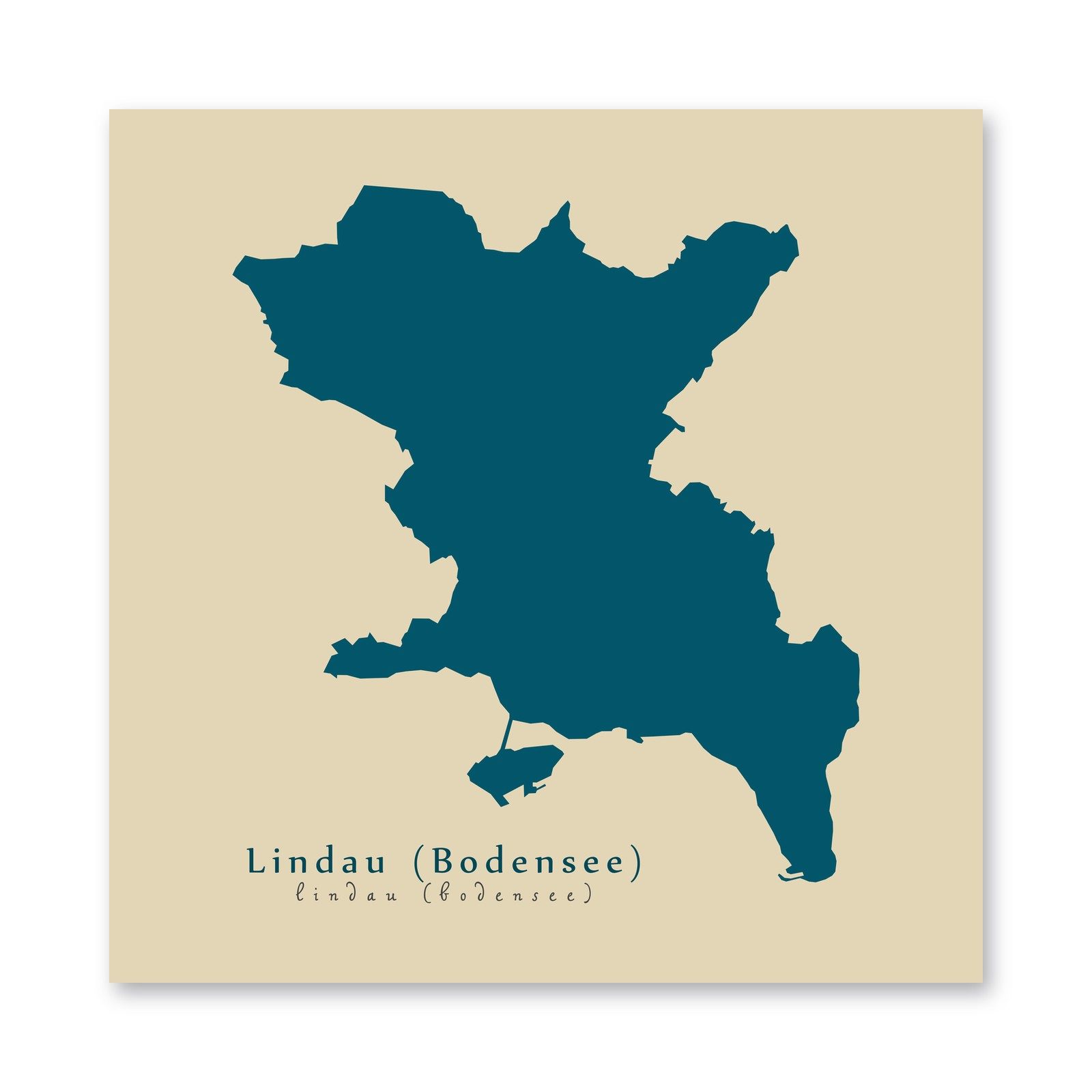 Lindau (Bodensee) Karte (Bayern) - Moderne Landkarte - Wandbild Kunstdruck Poster Map