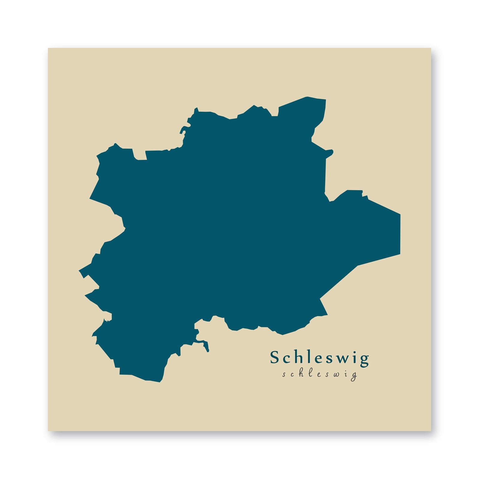 Schleswig Karte (Schleswig-Holstein) - Moderne Landkarte - Wandbild Kunstdruck Poster Map