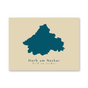 Horb am Neckar Karte (Baden-Württemberg) - Moderne Landkarte - Wandbild Kunstdruck Poster Map