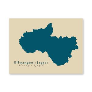 Ellwangen (Jagst) Karte (Baden-Württemberg) - Moderne Landkarte - Wandbild Kunstdruck Poster Map