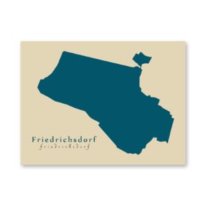 Friedrichsdorf Karte (Hessen) - Moderne Landkarte - Wandbild Kunstdruck Poster Map