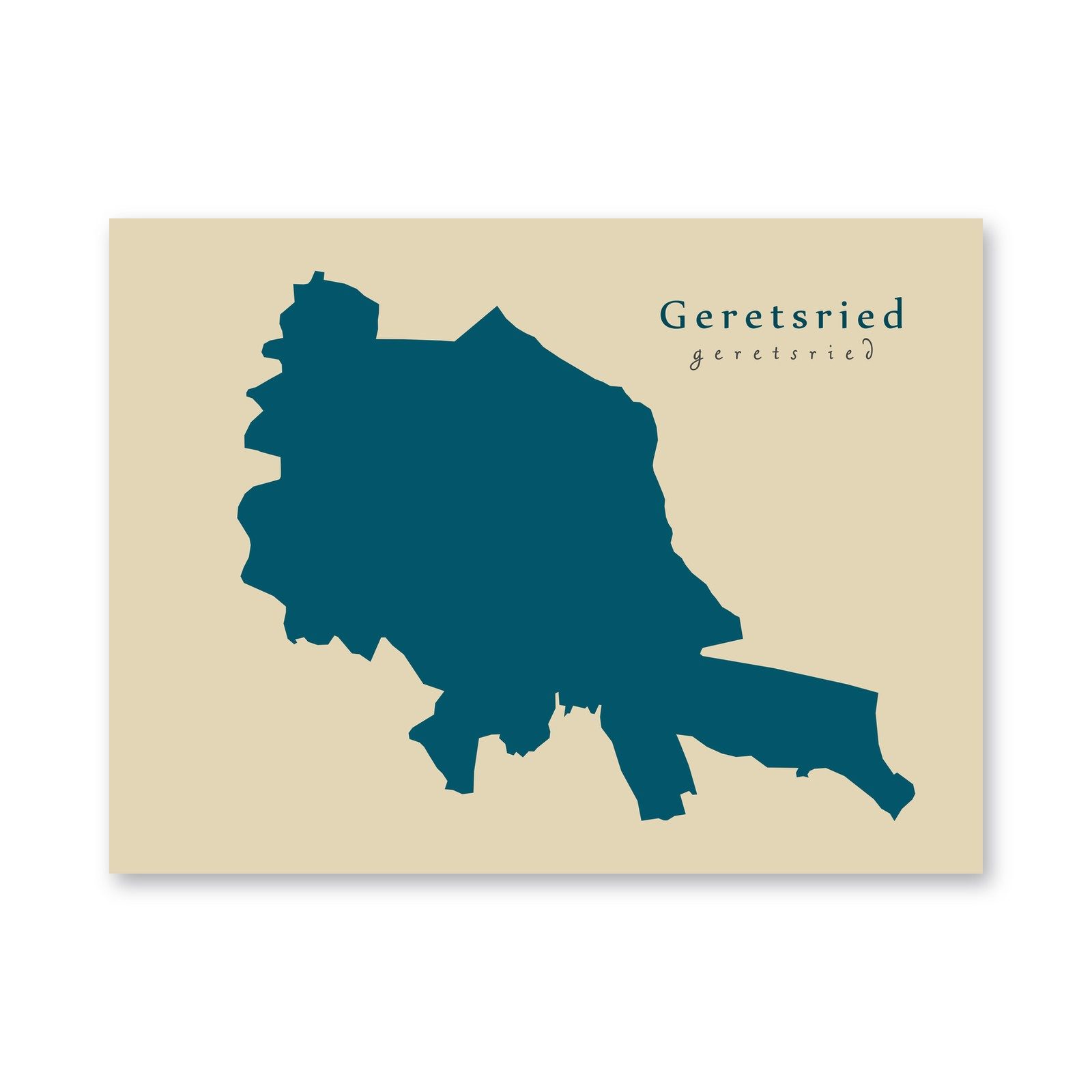 Geretsried Karte (Bayern) - Moderne Landkarte - Wandbild Kunstdruck Poster Map