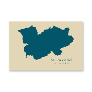 St. Wendel Karte (Saarland) - Moderne Landkarte - Wandbild Kunstdruck Poster Map