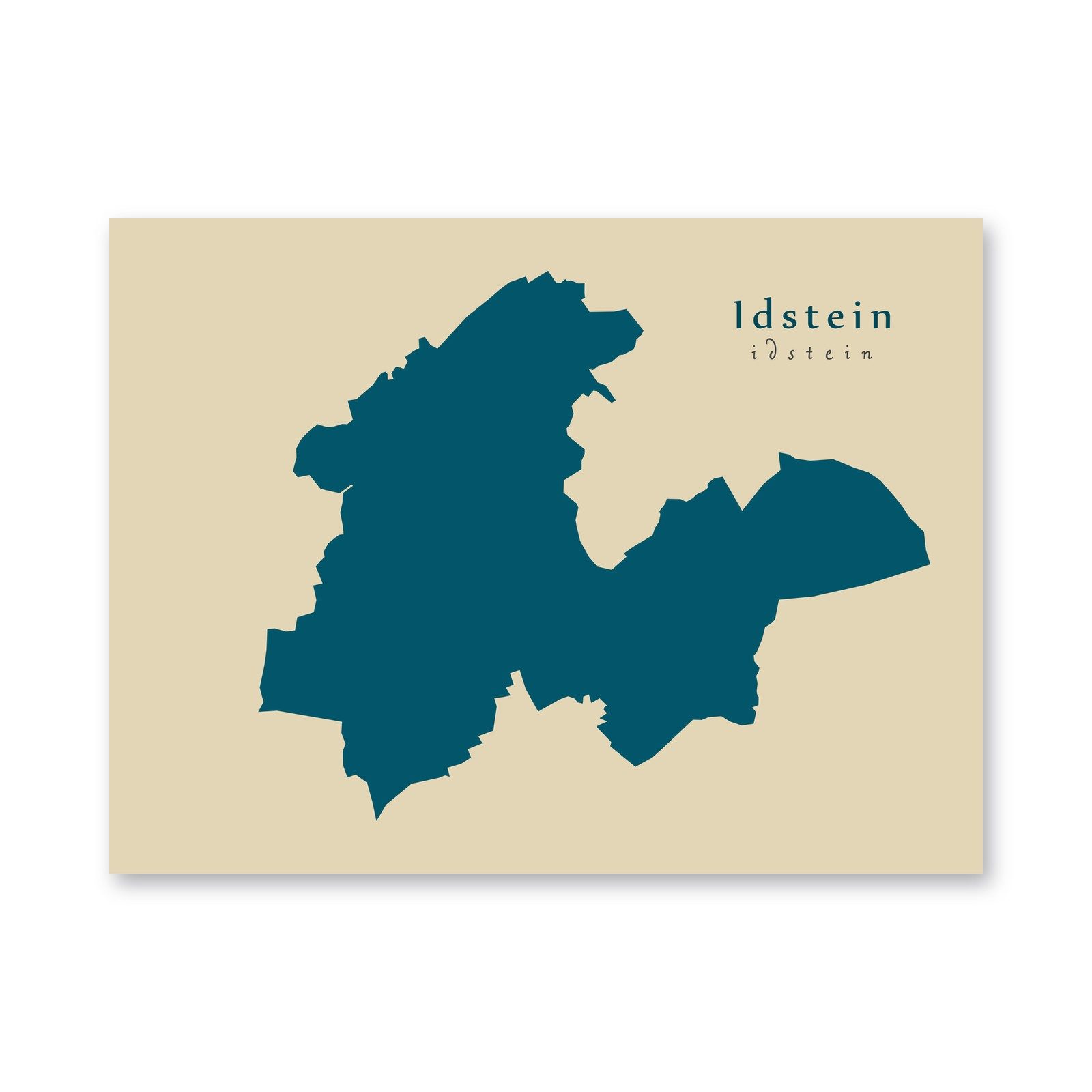 Idstein Karte (Hessen) - Moderne Landkarte - Wandbild Kunstdruck Poster Map