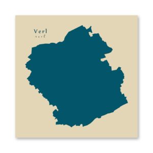 Verl Karte (Nordrhein-Westfalen) - Moderne Landkarte - Wandbild Kunstdruck Poster Map