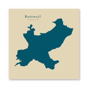 Rottweil Karte (Baden-Württemberg) - Moderne Landkarte - Wandbild Kunstdruck Poster Map