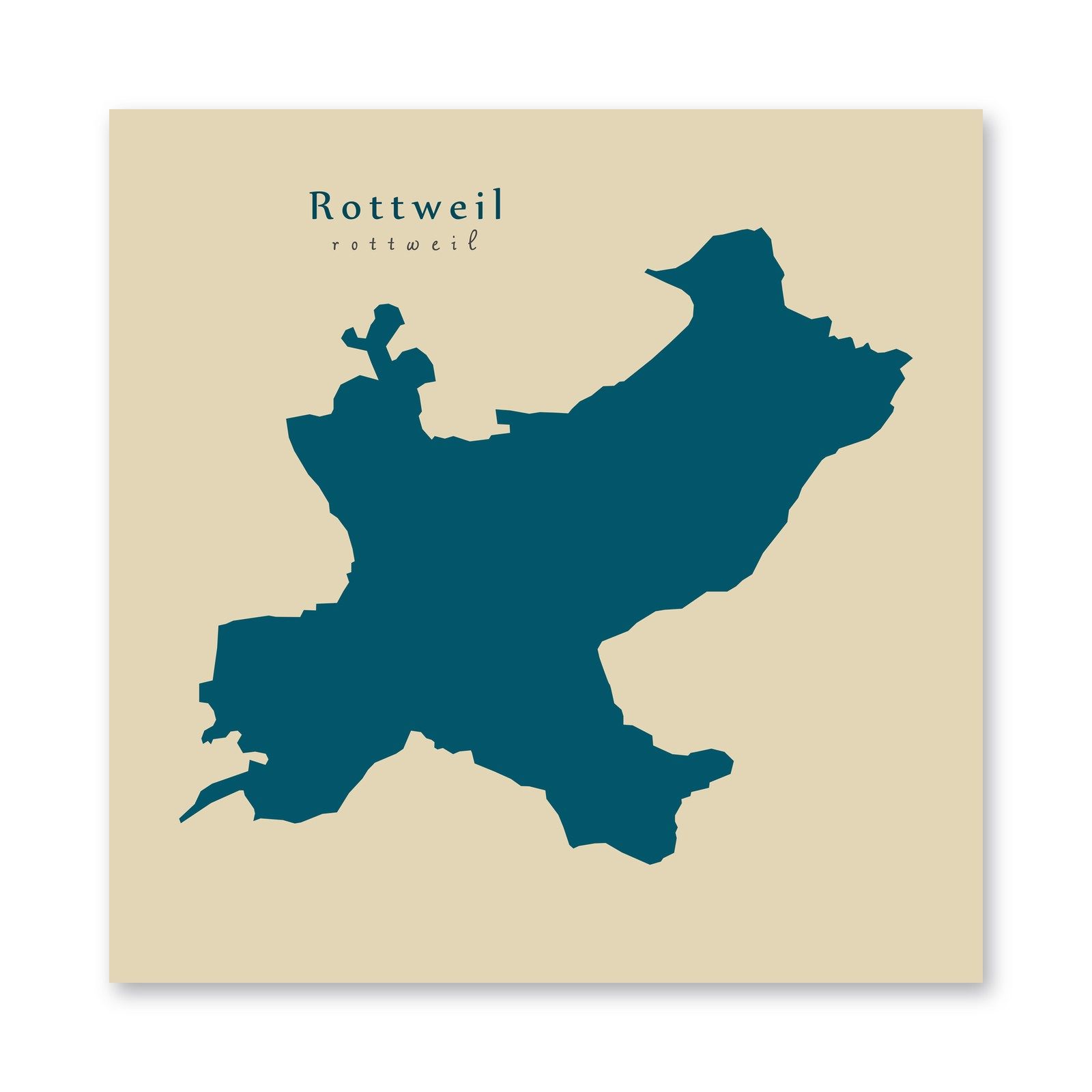 Rottweil Karte (Baden-Württemberg) - Moderne Landkarte - Wandbild Kunstdruck Poster Map
