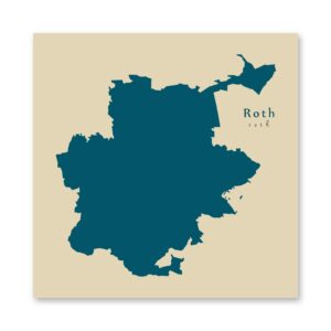 Roth Karte (Bayern) - Moderne Landkarte - Wandbild Kunstdruck Poster Map