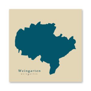 Weingarten Karte (Baden-Württemberg) - Moderne Landkarte - Wandbild Kunstdruck Poster Map