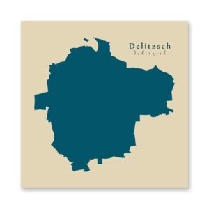 Delitzsch Karte (Sachsen) - Moderne Landkarte - Wandbild Kunstdruck Poster Map