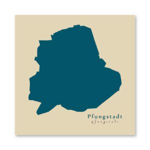 Pfungstadt Karte (Hessen) - Moderne Landkarte - Wandbild Kunstdruck Poster Map