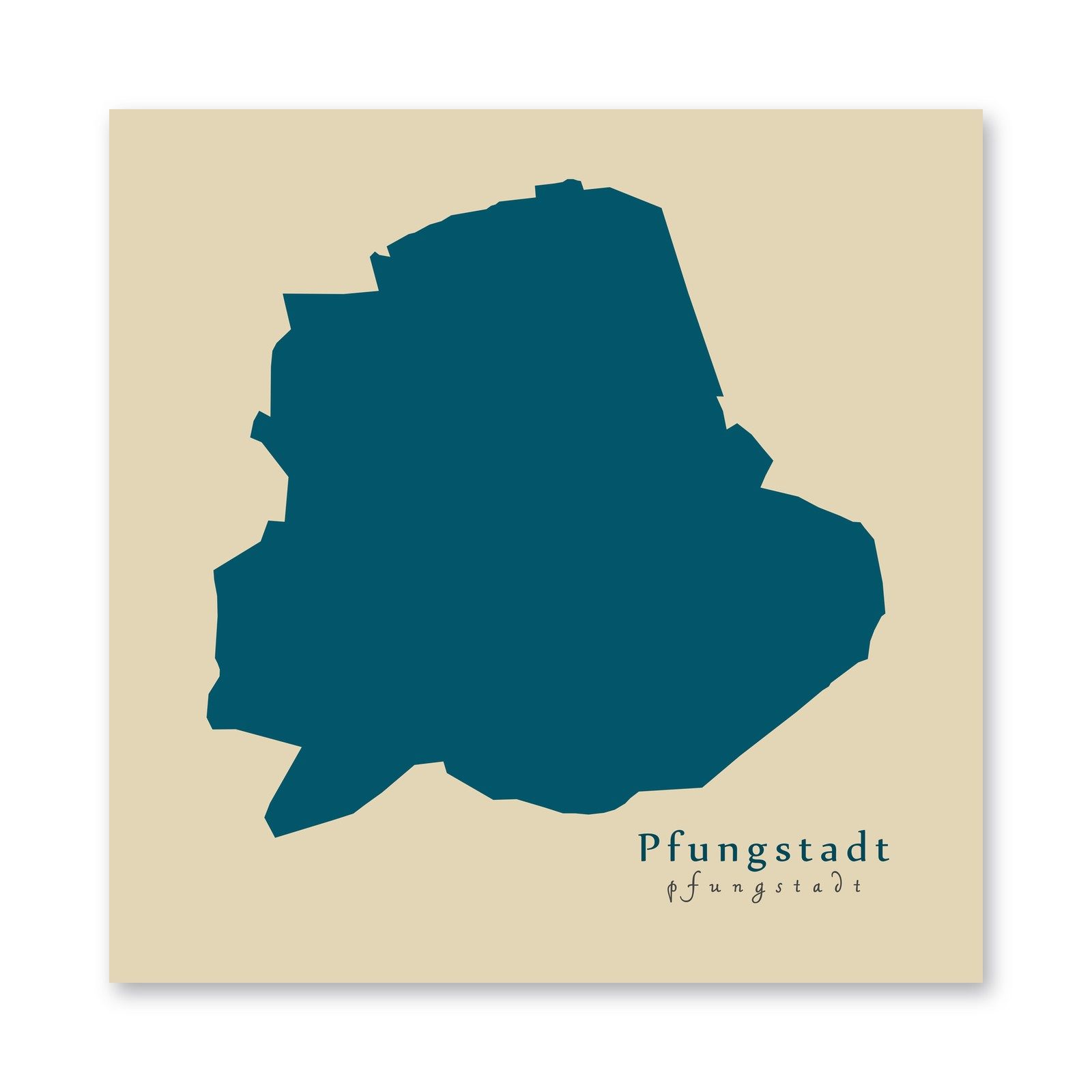 Pfungstadt Karte (Hessen) - Moderne Landkarte - Wandbild Kunstdruck Poster Map