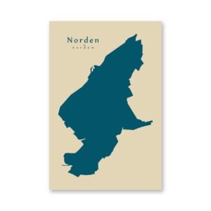 Norden Karte (Niedersachsen) - Moderne Landkarte - Wandbild Kunstdruck Poster Map