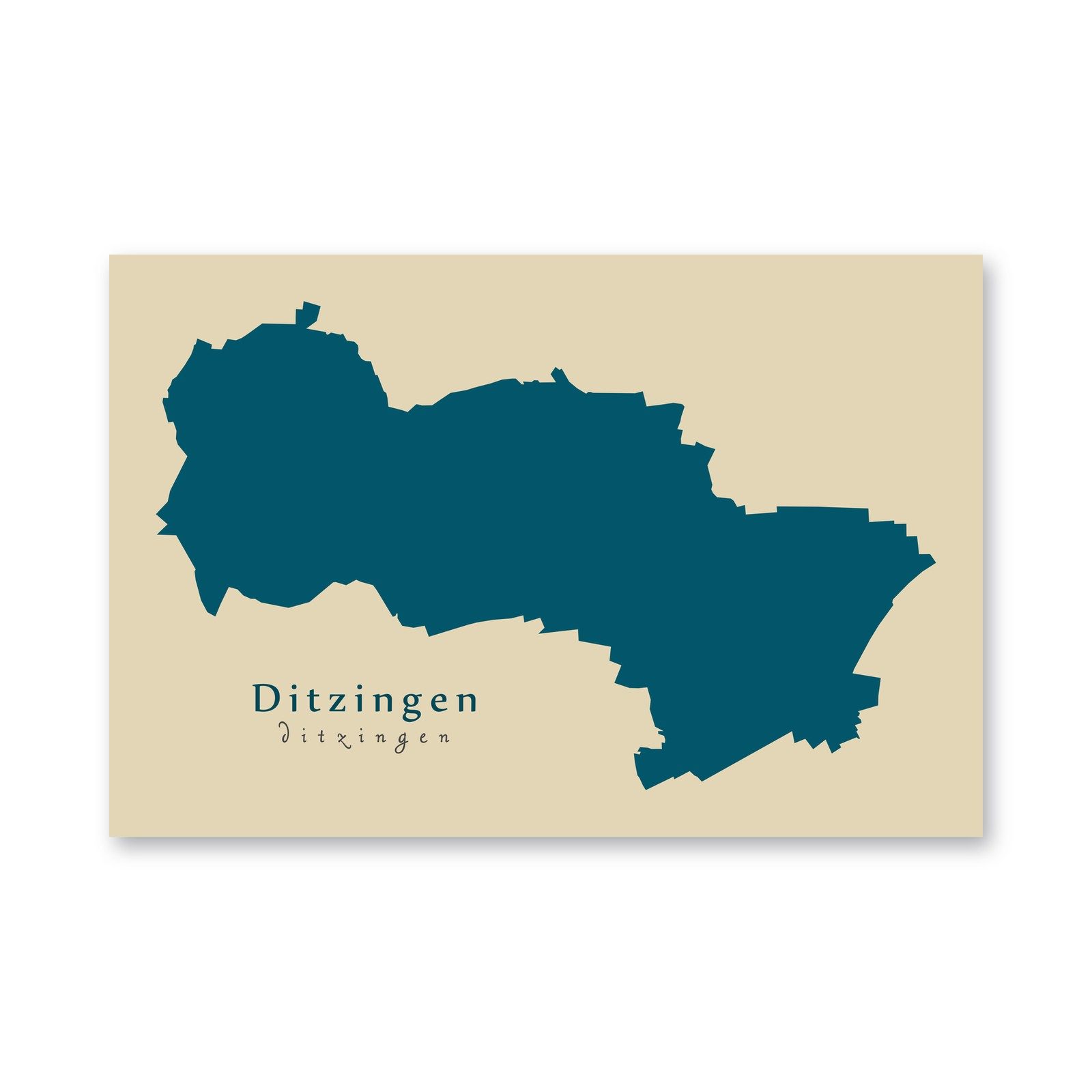 Ditzingen Karte (Baden-Württemberg) - Moderne Landkarte - Wandbild Kunstdruck Poster Map