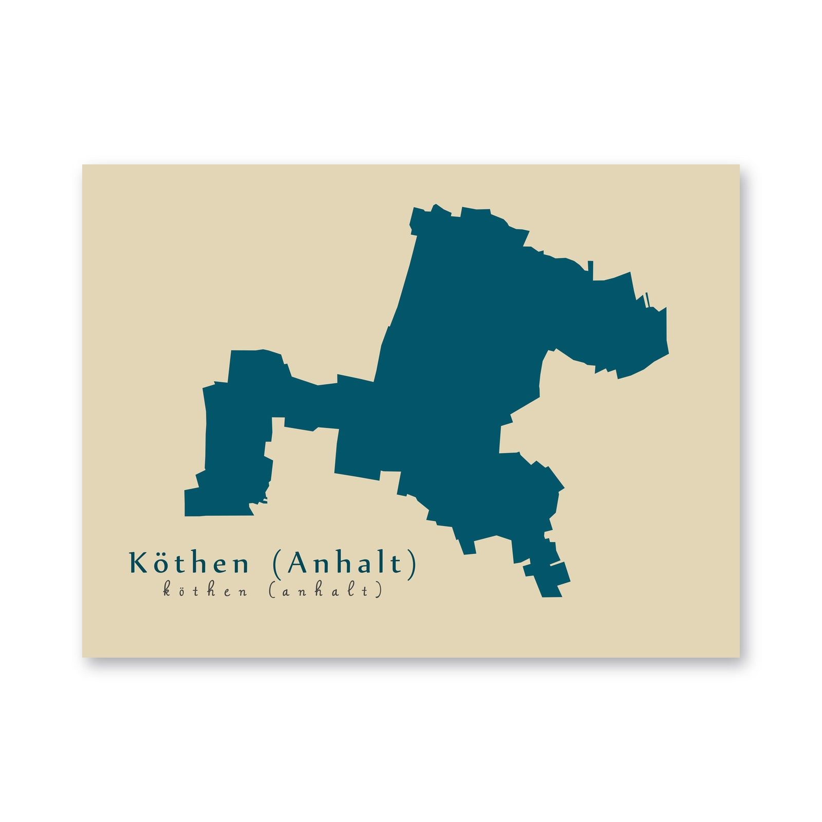 Köthen (Anhalt) Karte (Sachsen-Anhalt) - Moderne Landkarte - Wandbild Kunstdruck Poster Map