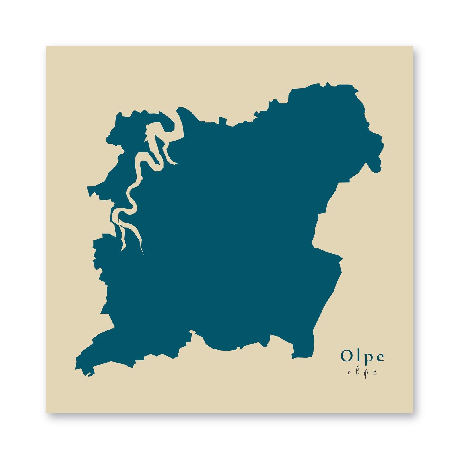 Olpe Karte (Nordrhein-Westfalen) - Moderne Landkarte - Wandbild Kunstdruck Poster Map