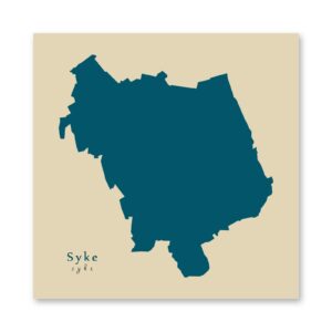 Syke Karte (Niedersachsen) - Moderne Landkarte - Wandbild Kunstdruck Poster Map